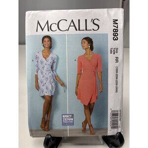 McCalls Misses Wrap Dress Sewing Pattern M7893 Size 18W 20W 22W 24W Uncut